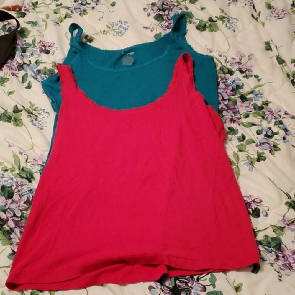 St John's Bay XL lace trim tanks